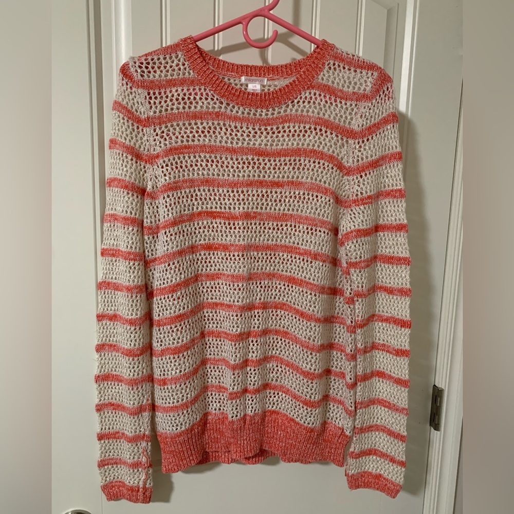 XHILARATION Women’s Pink and Cream Long Sleeve Soft Knit Top Sweater Size Large